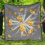 Golden Dollar Sign Explosion Print Quilt