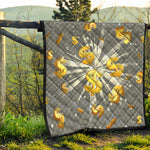 Golden Dollar Sign Explosion Print Quilt