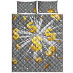 Golden Dollar Sign Explosion Print Quilt Bed Set