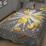 Golden Dollar Sign Explosion Print Quilt Bed Set