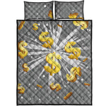 Golden Dollar Sign Explosion Print Quilt Bed Set