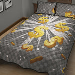 Golden Dollar Sign Explosion Print Quilt Bed Set