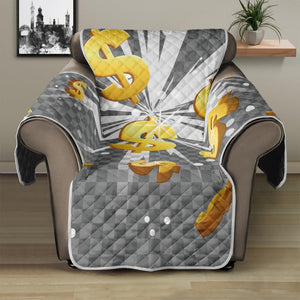 Golden Dollar Sign Explosion Print Recliner Protector