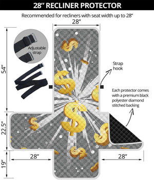 Golden Dollar Sign Explosion Print Recliner Protector