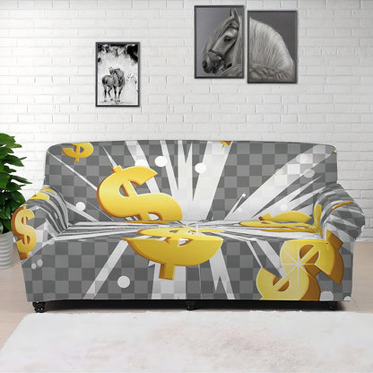 Golden Dollar Sign Explosion Print Sofa Cover