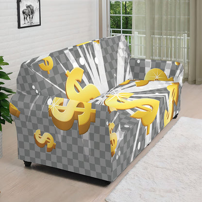 Golden Dollar Sign Explosion Print Sofa Cover