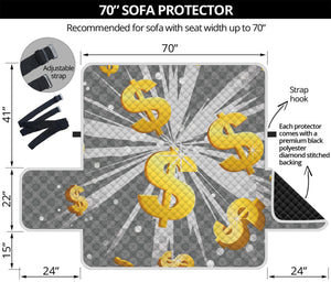 Golden Dollar Sign Explosion Print Sofa Protector