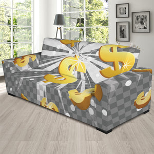 Golden Dollar Sign Explosion Print Sofa Slipcover