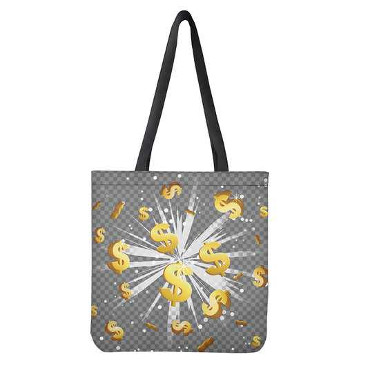 Golden Dollar Sign Explosion Print Tote Bag