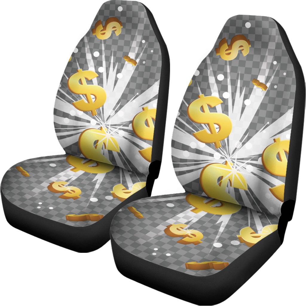 Golden Dollar Sign Explosion Print Universal Fit Car Seat Covers