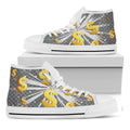 Golden Dollar Sign Explosion Print White High Top Sneakers