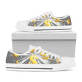 Golden Dollar Sign Explosion Print White Low Top Sneakers
