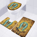 Golden Egyptian Pharaoh Print 3 Piece Bath Mat Set