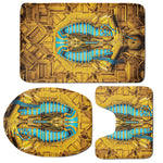 Golden Egyptian Pharaoh Print 3 Piece Bath Mat Set