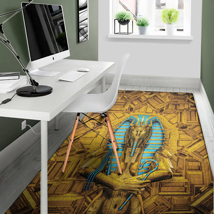 Golden Egyptian Pharaoh Print Area Rug
