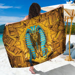 Golden Egyptian Pharaoh Print Beach Sarong Wrap
