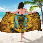 Golden Egyptian Pharaoh Print Beach Sarong Wrap