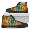 Golden Egyptian Pharaoh Print Black High Top Sneakers