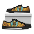 Golden Egyptian Pharaoh Print Black Low Top Sneakers