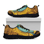 Golden Egyptian Pharaoh Print Black Sneakers
