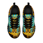 Golden Egyptian Pharaoh Print Black Sneakers