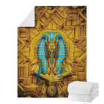 Golden Egyptian Pharaoh Print Blanket