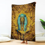 Golden Egyptian Pharaoh Print Blanket