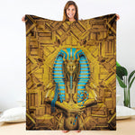 Golden Egyptian Pharaoh Print Blanket