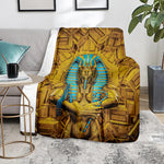 Golden Egyptian Pharaoh Print Blanket