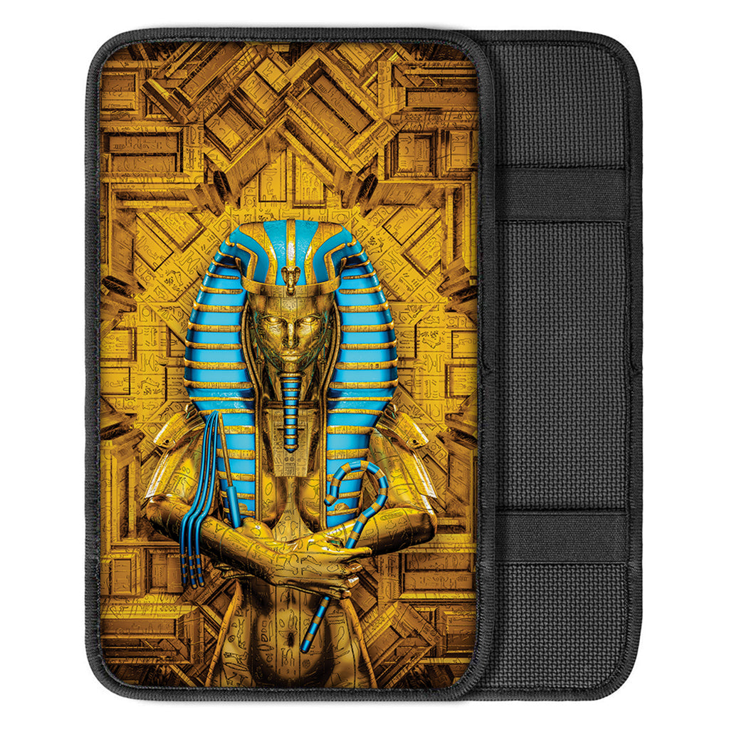 Golden Egyptian Pharaoh Print Car Center Console Cover