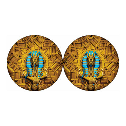 Golden Egyptian Pharaoh Print Car Coasters