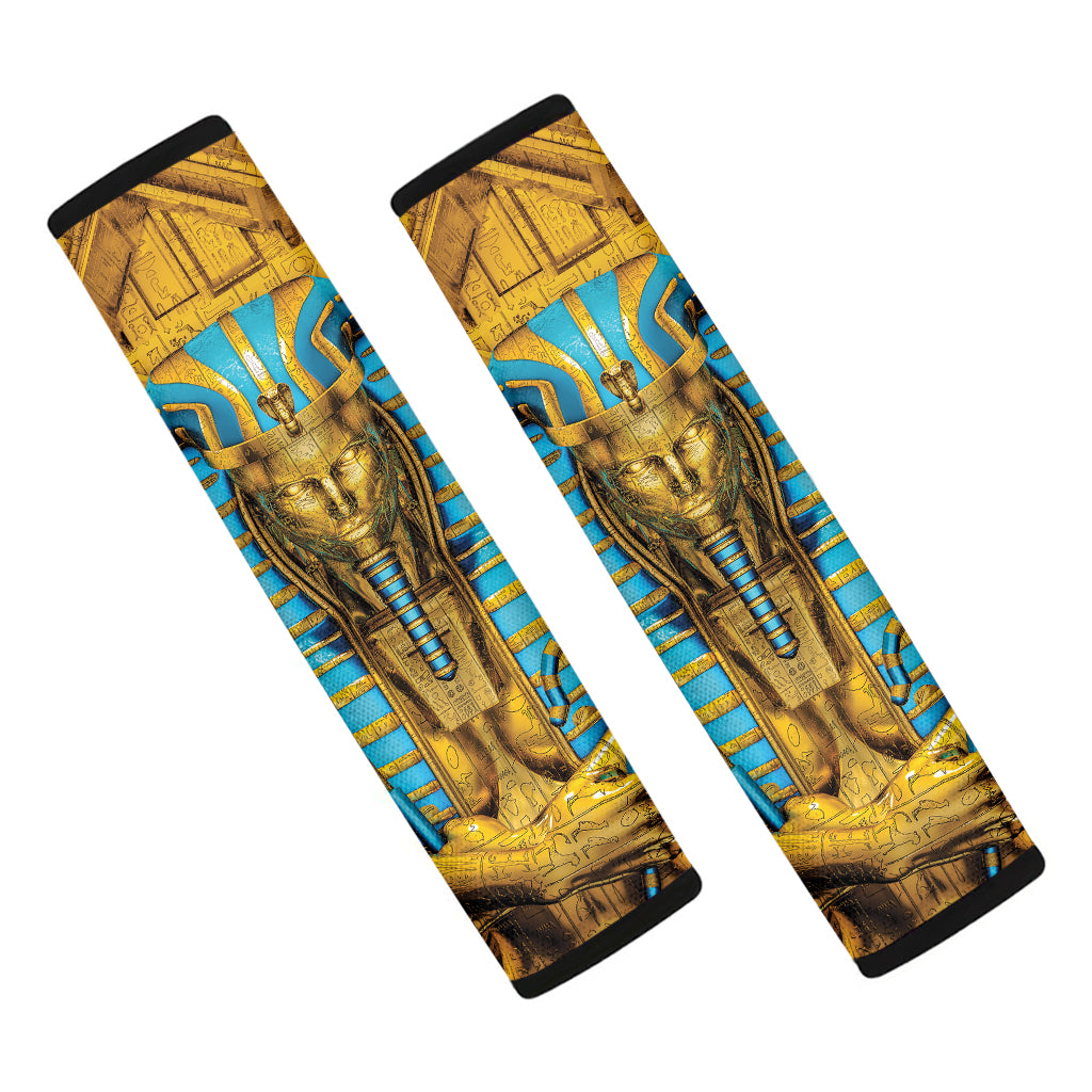 Golden Egyptian Pharaoh Print Car Seat Belt Covers