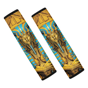 Golden Egyptian Pharaoh Print Car Seat Belt Covers