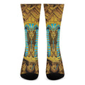 Golden Egyptian Pharaoh Print Crew Socks