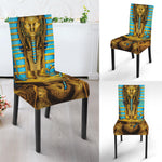 Golden Egyptian Pharaoh Print Dining Chair Slipcover