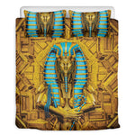 Golden Egyptian Pharaoh Print Duvet Cover Bedding Set