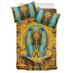 Golden Egyptian Pharaoh Print Duvet Cover Bedding Set