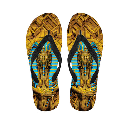 Golden Egyptian Pharaoh Print Flip Flops