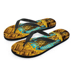 Golden Egyptian Pharaoh Print Flip Flops