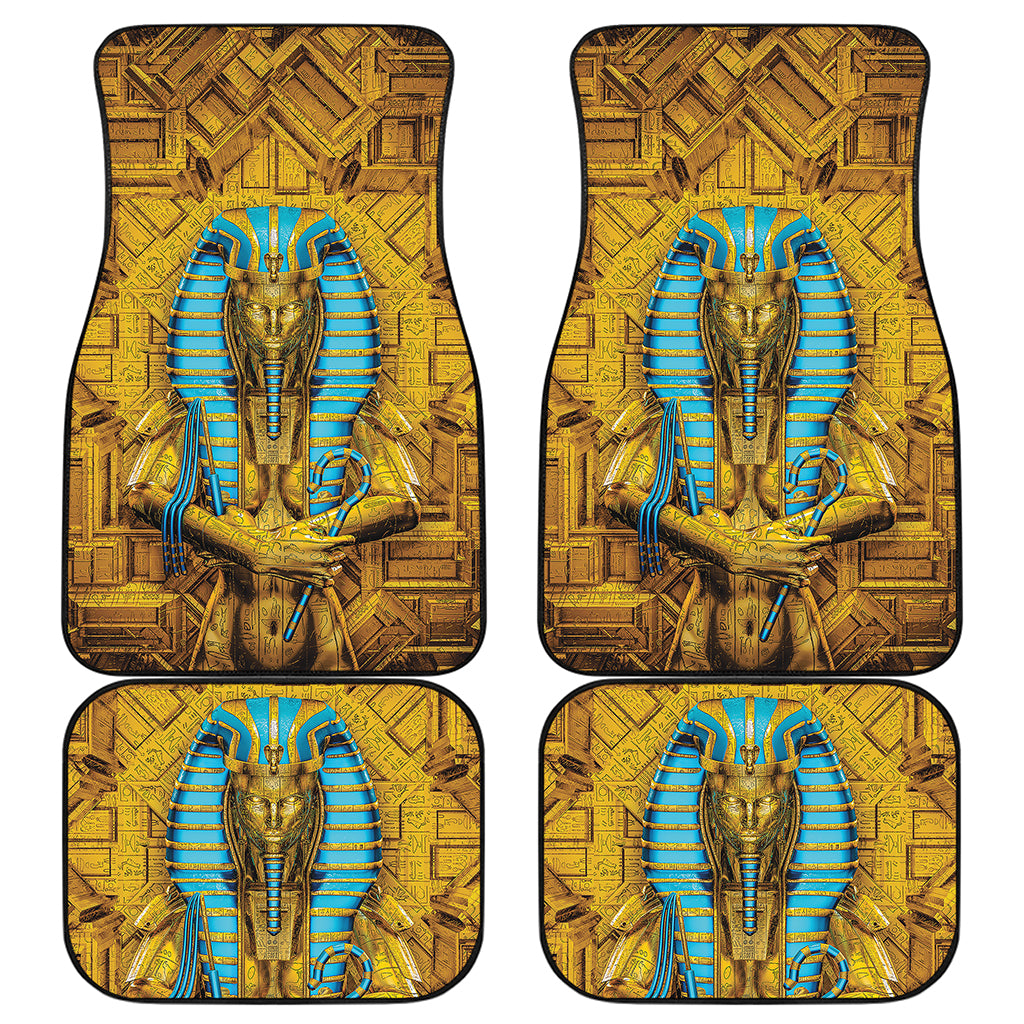 Golden Egyptian Pharaoh Print Front and Back Car Floor Mats