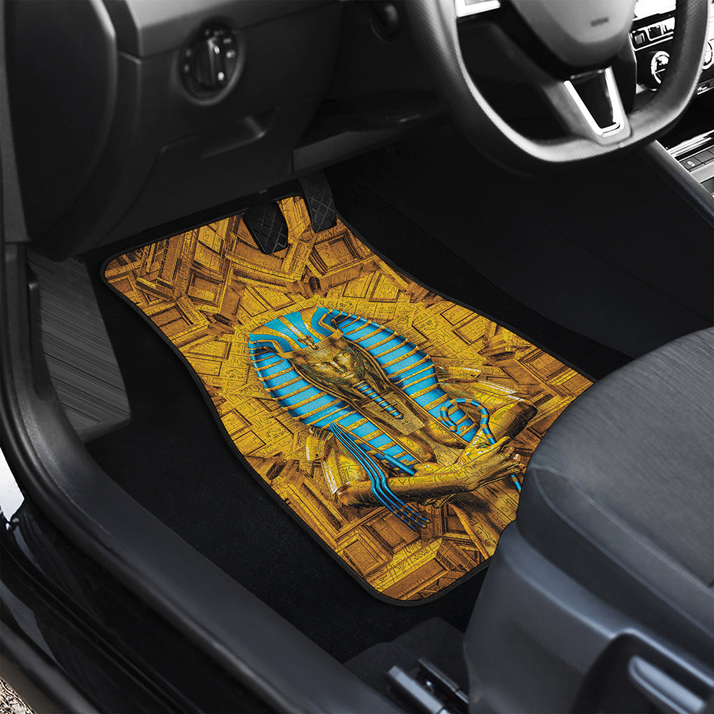 Golden Egyptian Pharaoh Print Front and Back Car Floor Mats