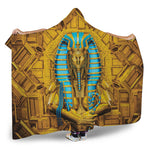 Golden Egyptian Pharaoh Print Hooded Blanket