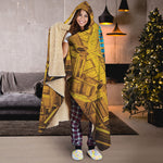Golden Egyptian Pharaoh Print Hooded Blanket
