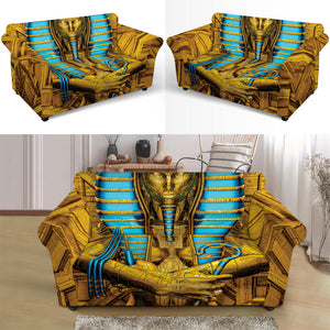 Golden Egyptian Pharaoh Print Loveseat Slipcover