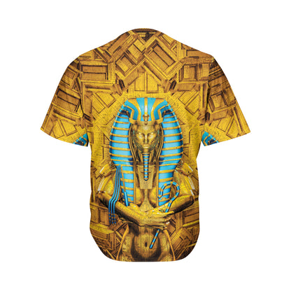 Golden Egyptian Pharaoh Print Men's Baseball Jersey