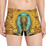 Golden Egyptian Pharaoh Print Men's Boxer Briefs