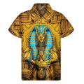 Golden Egyptian Pharaoh Print Men's Short Sleeve Shirt