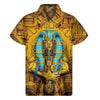 Golden Egyptian Pharaoh Print Men's Short Sleeve Shirt
