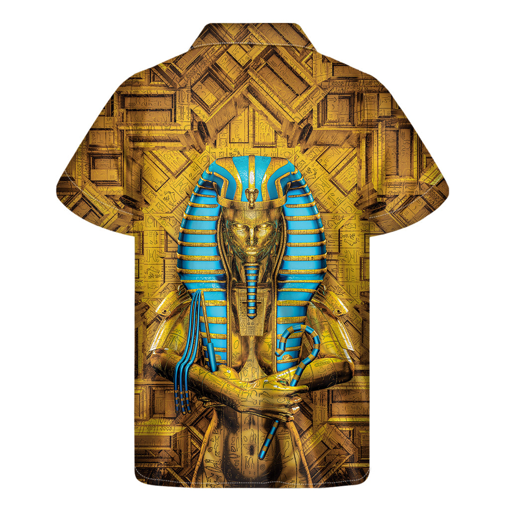 Golden Egyptian Pharaoh Print Men's Short Sleeve Shirt