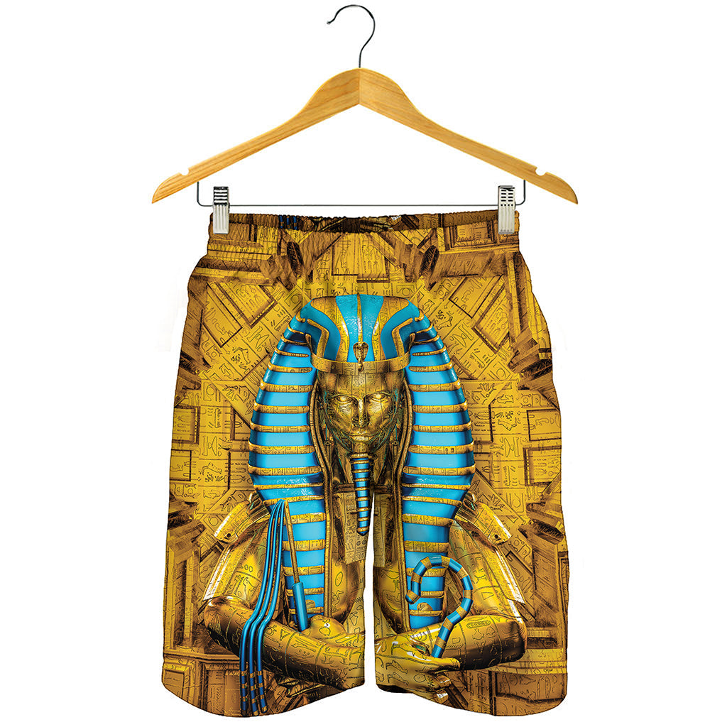 Golden Egyptian Pharaoh Print Men's Shorts